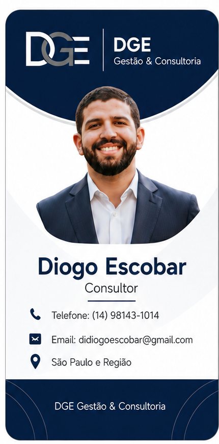 Frente do crachá DGE com Diogo Escobar